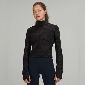 Lululemon Its Rulu Run Cropped Half-Zip |Heritage 365 Camo Deep Coal Multi Sz 4